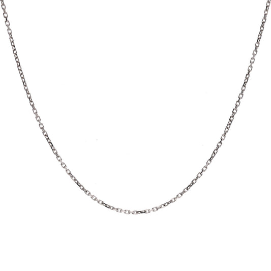 0.6mm カットアズキ ホワイトゴールド チェーン|K18WG 45cm 長さ調整可|8〜10mmの真珠におすすめ