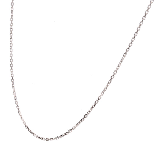 0.6mm カットアズキ ホワイトゴールド チェーン|K18WG 45cm 長さ調整可|8〜10mmの真珠におすすめ