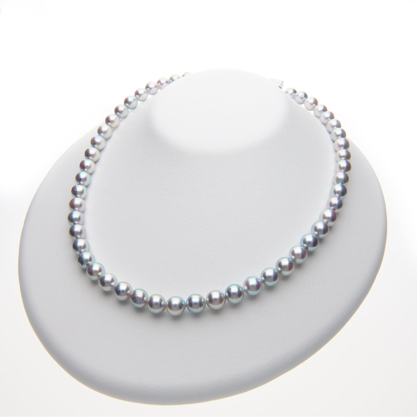 真珠ネックレス新品 あこや真珠 グレーパールネックレス 7.5mm～8.0mm