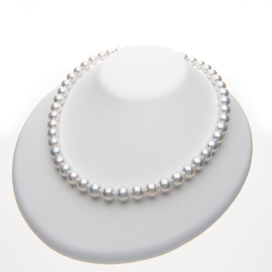 グレーパール ネックレス 8.5-9.0mm|無調色 アコヤ真珠|ナチュラルブルー系 BA103270