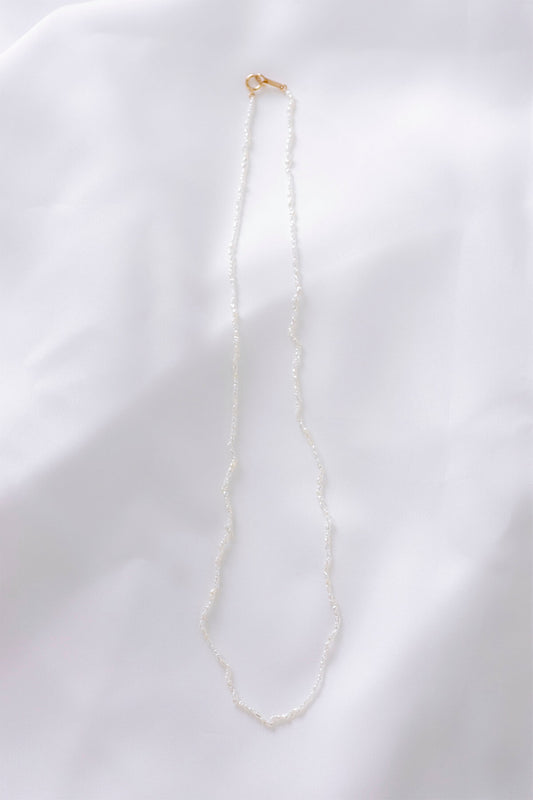 無調色 アコヤ真珠 ライスケシ 1連 パールネックレス 50cm K18YG