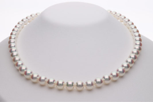 アコヤパールネックレス 7.5-8.0mm 2点セット|無調色 アコヤ真珠|準花珠 テリ最強 まき0.3mm ラウンド系 無きず〜少|MM00264095