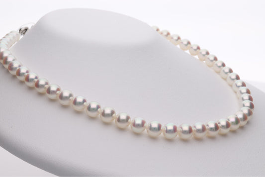 アコヤパールネックレス 7.5-8.0mm 2点セット|無調色 アコヤ真珠|準花珠 テリ最強 まき0.3mm ラウンド系 無きず〜少|MM00264095