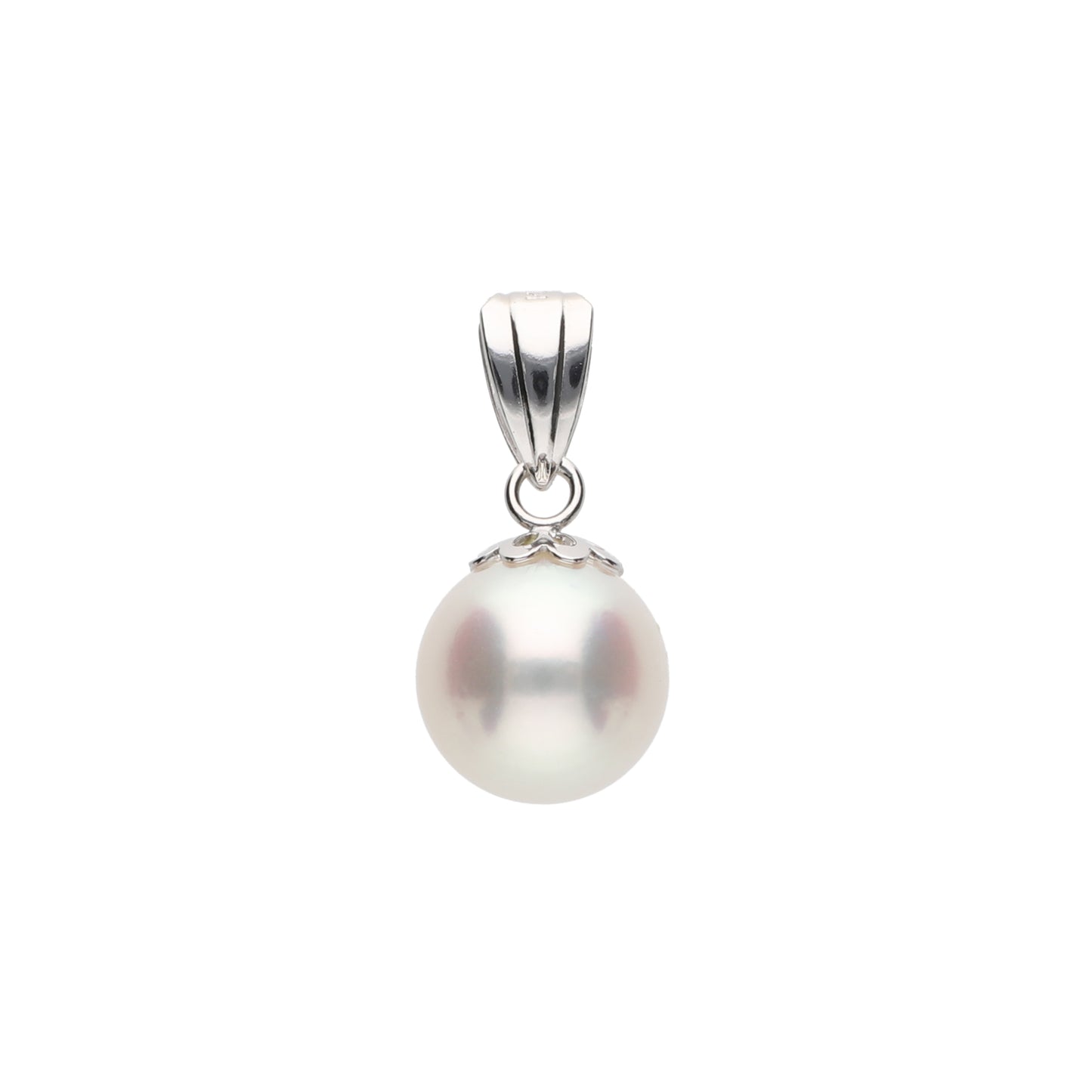【菊花】一粒 アコヤパール ホワイトゴールド ペンダント|無調色 アコヤ真珠 7.0mm K14WG