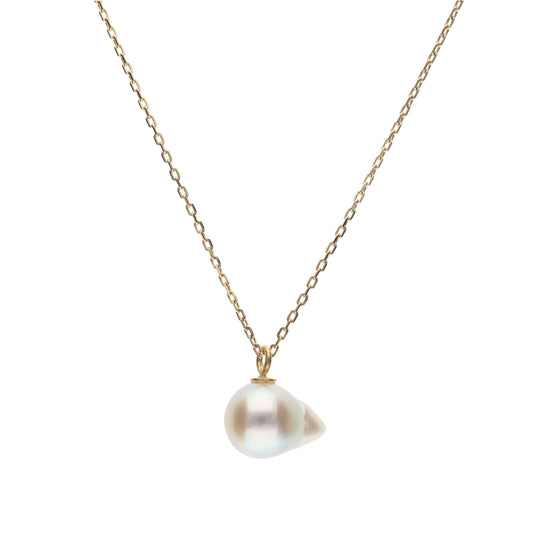 【おさかな真珠】ふぐ - 泳ぐ宝石、虹色尾ひれ(アコヤ真珠 6.9mm ホワイトブルー系)シルバーペンダント #3003