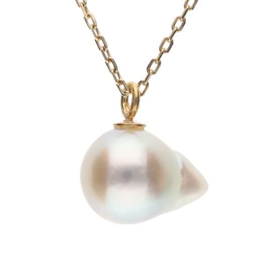 【おさかな真珠】ふぐ - 泳ぐ宝石、虹色尾ひれ(アコヤ真珠 6.9mm ホワイトブルー系)シルバーペンダント #3003