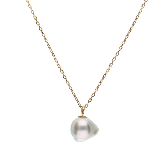 【おさかな真珠】ふぐ - 泳ぐ宝石、虹色尾ひれ(アコヤ真珠 6.0mm ブルー系)シルバーペンダント #3005