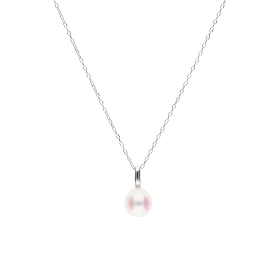 【Fairy Size】無調色 アコヤ真珠 6.25mm セミラウンド プラチナ PT900 ペンダント ネックレス 45cm チェーン付き