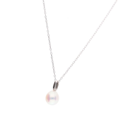 【Fairy Size】無調色 アコヤ真珠 6.25mm セミラウンド プラチナ PT900 ペンダント ネックレス 45cm チェーン付き