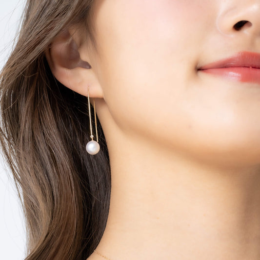 アコヤパール イエローゴールド アメリカンピアス|無調色 アコヤ真珠 8.0mm K10YG