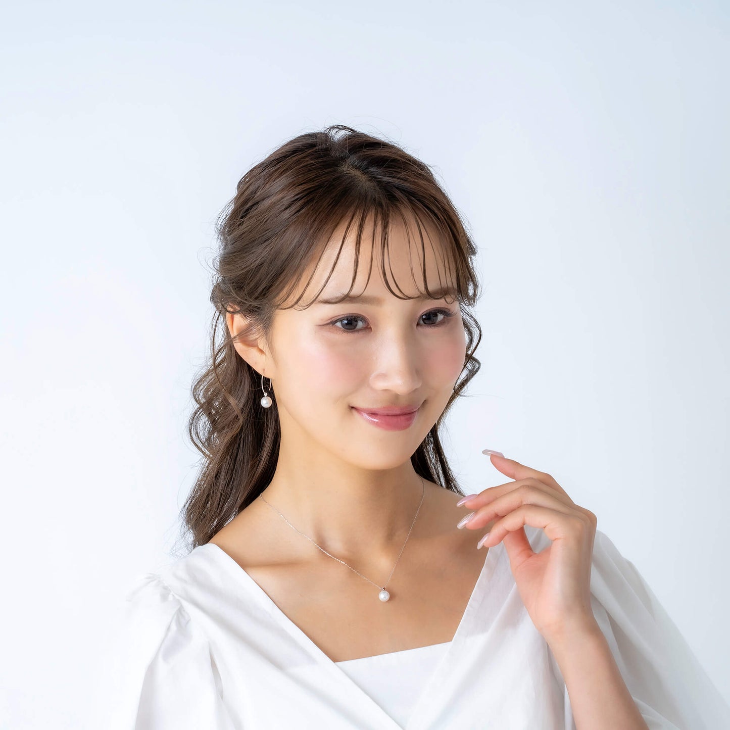 2月 誕生石 アメジスト|アコヤパール ペンダント ネックレス|無調色アコヤ真珠 8.0mm ラウンド K10WG|チェーン付き