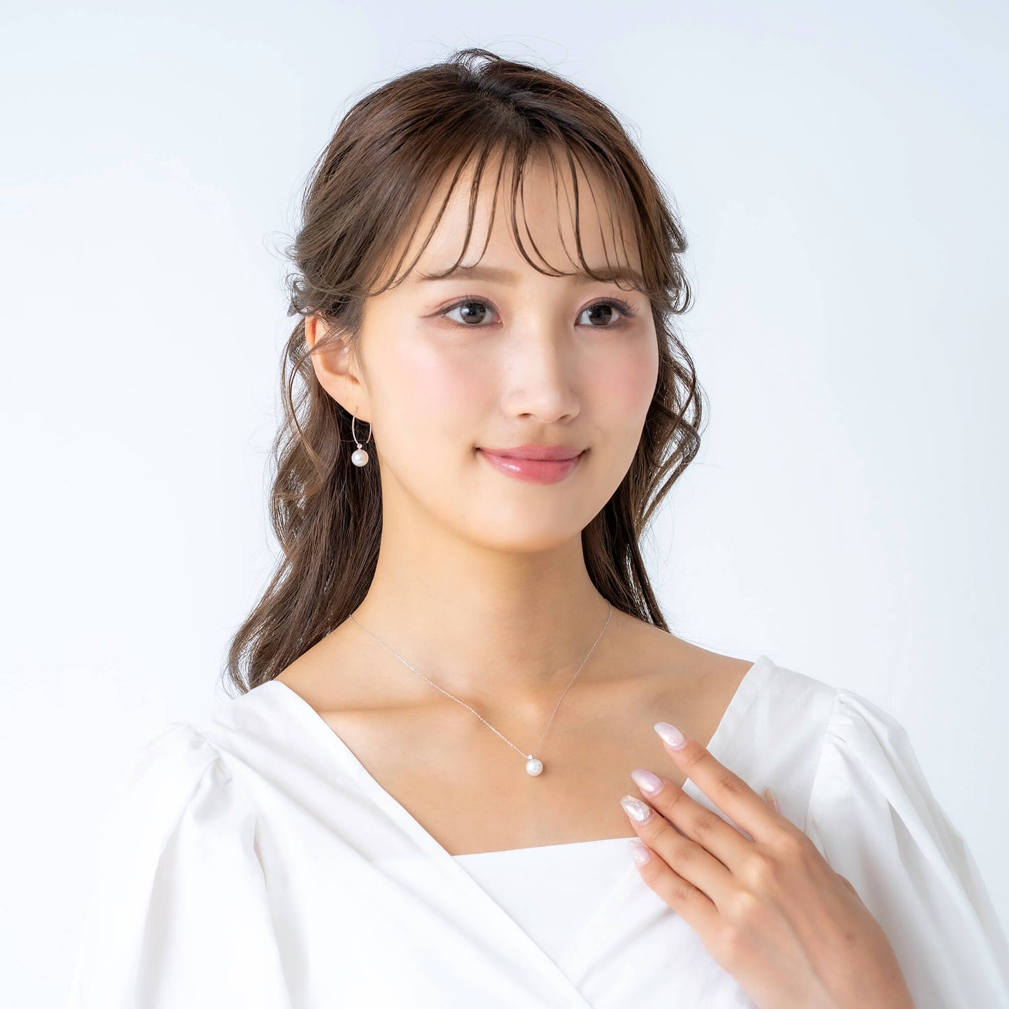 6月 誕生石 ムーンストーン|アコヤパール ペンダント ネックレス|無調色アコヤ真珠 8.0mm ラウンド K10WG|チェーン付き
