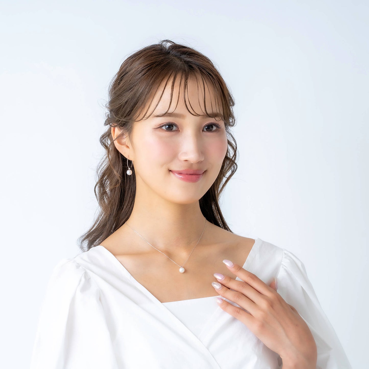 10月 誕生石 ピンクトルマリン|アコヤパール ペンダント ネックレス|無調色 アコヤ真珠 8.0mm ラウンド K10WG|チェーン付き