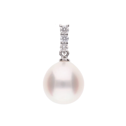 【星朧】無調色 アコヤパール(8.0mm・ラウンド系)天然ダイヤモンド PT900 プラチナ ペンダントトップ