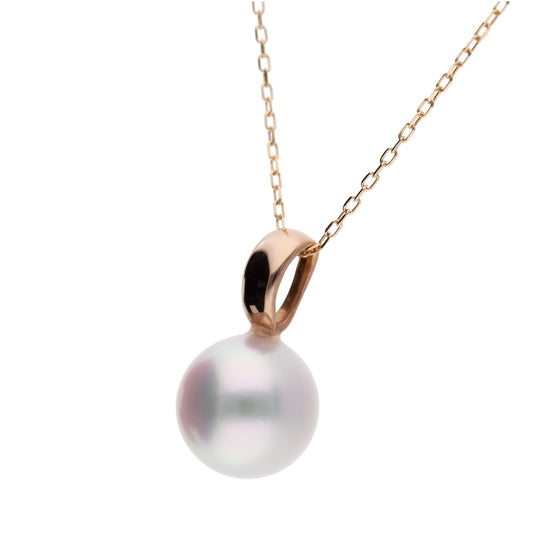 【響】アコヤパール  ピンクゴールド ペンダント |無調色 アコヤ真珠 8.0mm ラウンド K18PG
