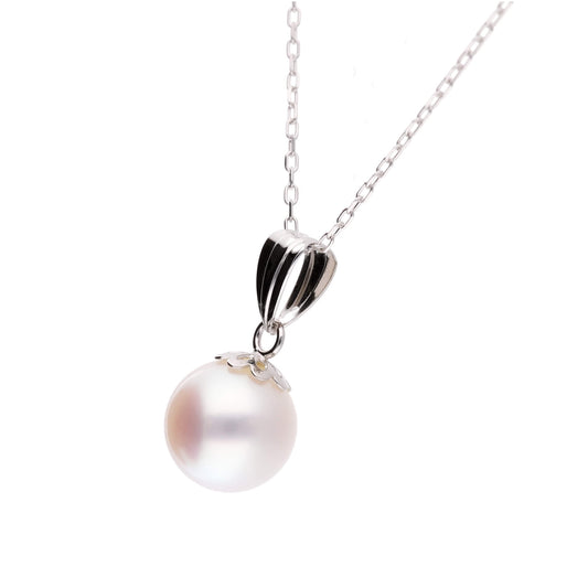 【菊花】アコヤパール(無調色・7.0mm up) ホワイトゴールド(K14WG) ペンダントトップ