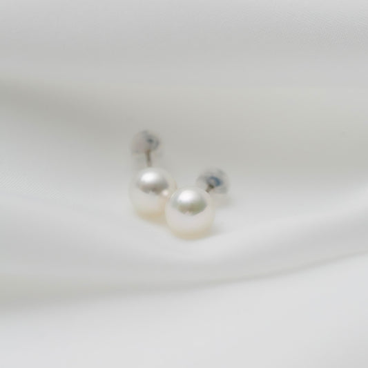 アコヤパール プラチナ スタッドピアス|無調色 アコヤ真珠 7.5mmUP PT900