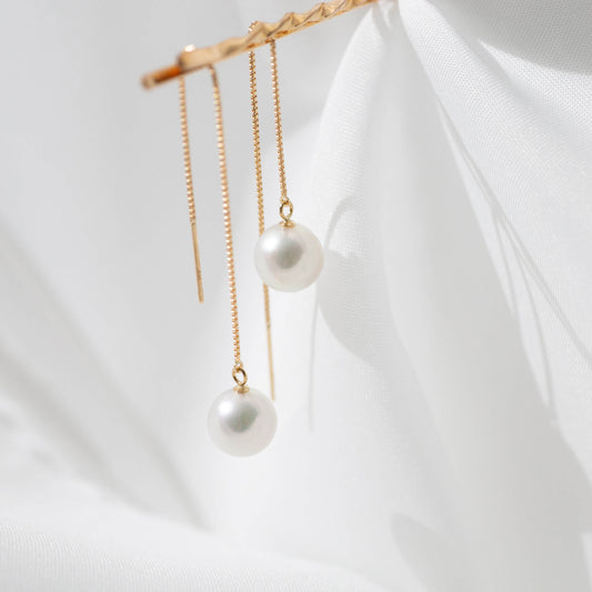 アコヤパール イエローゴールド アメリカンピアス|無調色 アコヤ真珠 8.0mm K10YG