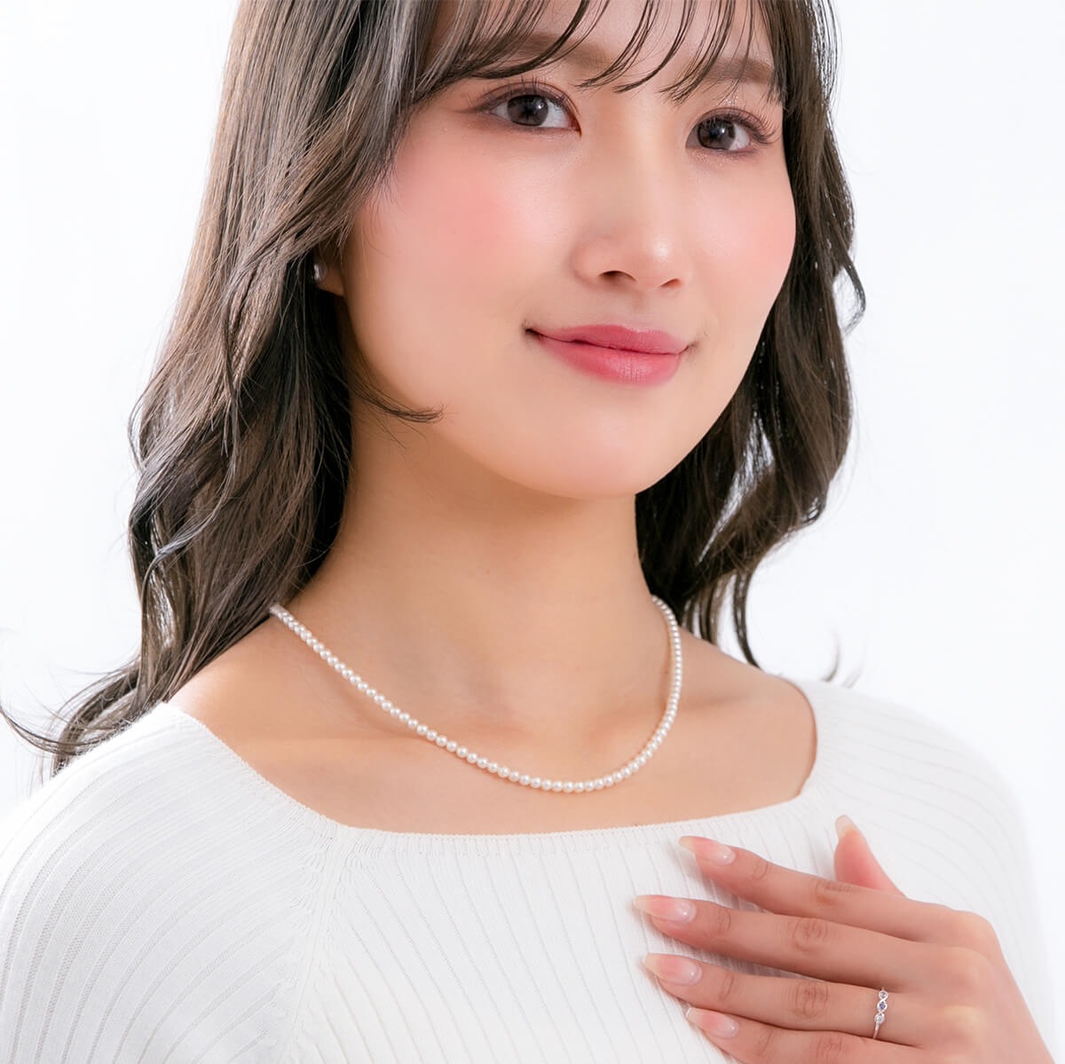 アコヤ ベビーパールネックレス 3.0-3.5mm|無調色 アコヤ真珠|オーロラ彩凛珠 テリ最強 巻き合格 ラウンド系 きず微|SS263358