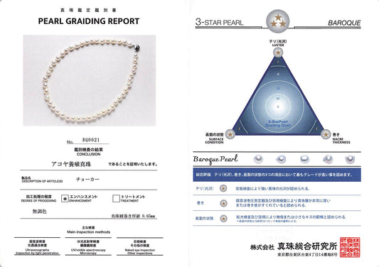 アコヤ真珠 バロックパール ネックレス 無調色真珠 テリ最強 厚い真珠層 小キズ 7.0-8.0|BQ0021