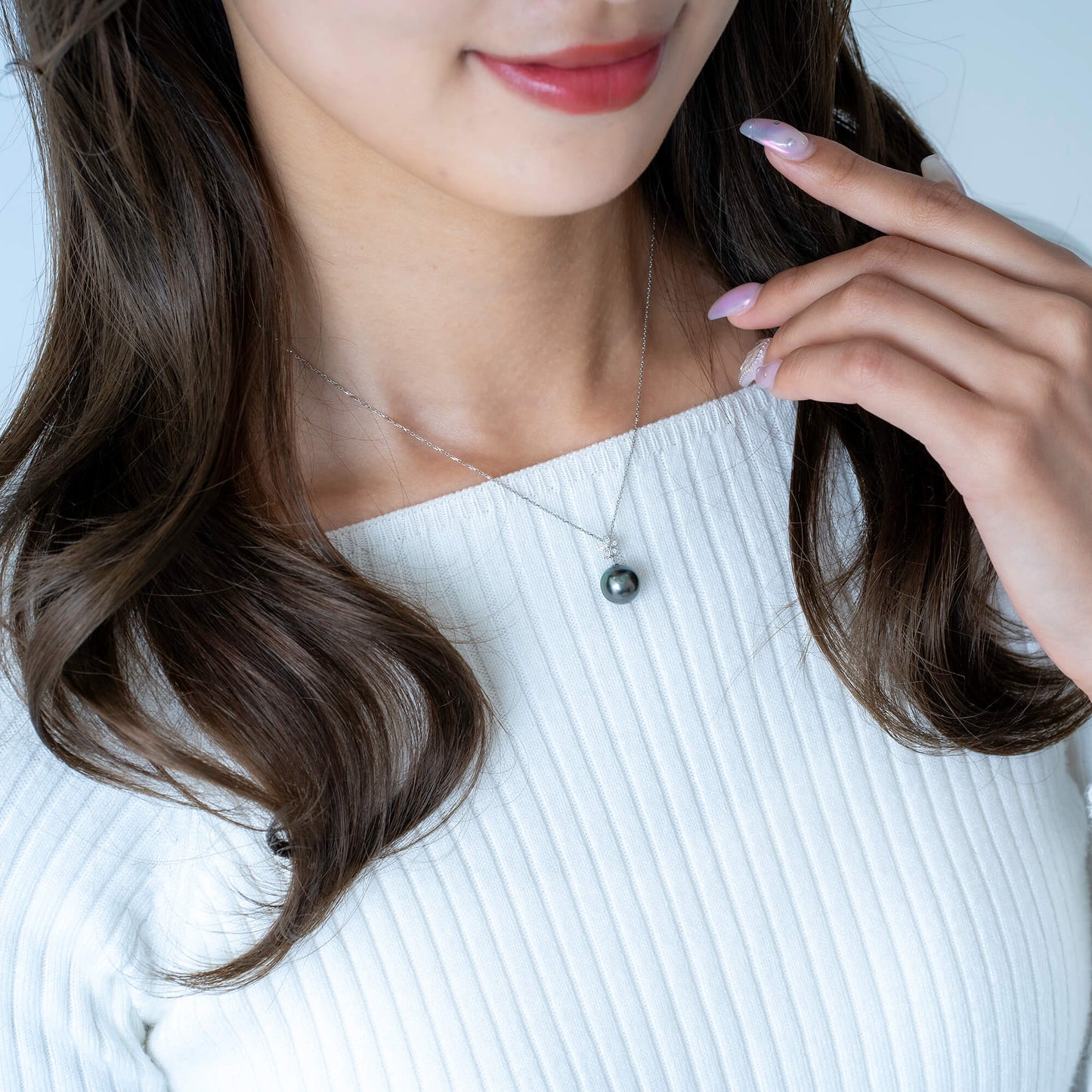 【星桜】ブラックパール ダイヤモンド プラチナ ペンダント|無調色 黒蝶真珠 タヒチパール 10mm PT900