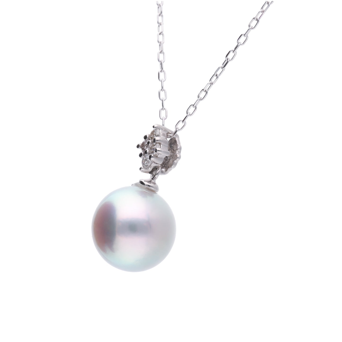 【星菱】ウルトラスカイブルー アコヤパール ダイヤモンド プラチナ ペンダントトップ|無調色 アコヤ真珠 8.0mm セミラウンド PT900