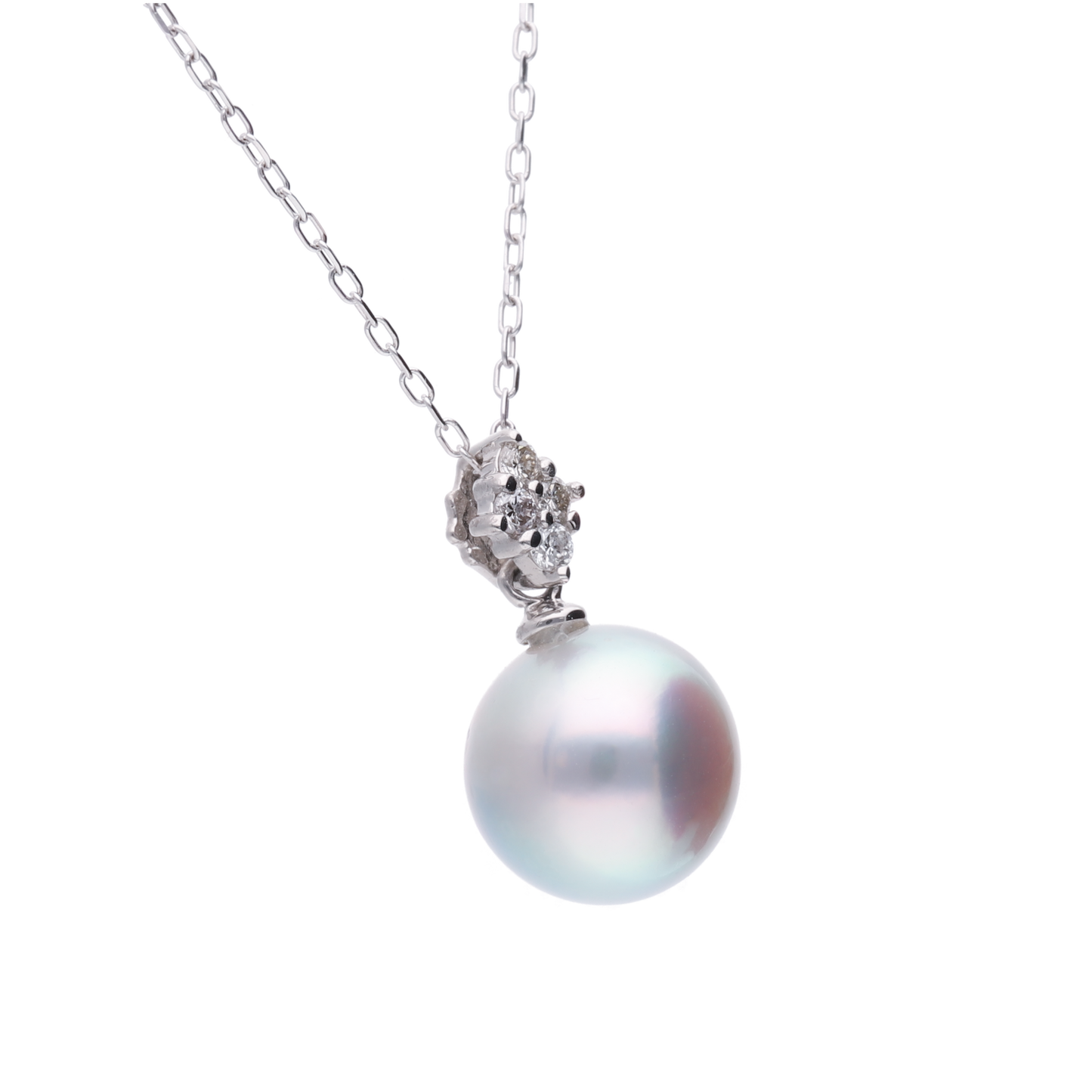 【星菱】ウルトラスカイブルー アコヤパール ダイヤモンド プラチナ ペンダントトップ|無調色 アコヤ真珠 8.0mm セミラウンド PT900