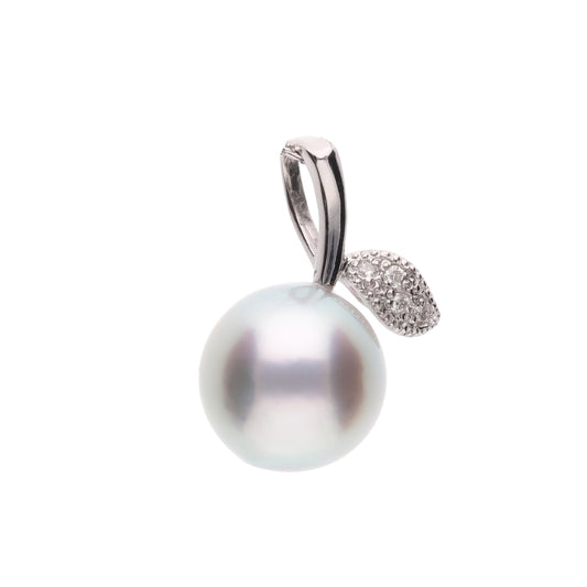 【姫果】ウルトラスカイブルー アコヤパール ダイヤモンド プラチナ ペンダントトップ|無調色 アコヤ真珠 8.0mm セミラウンド PT900