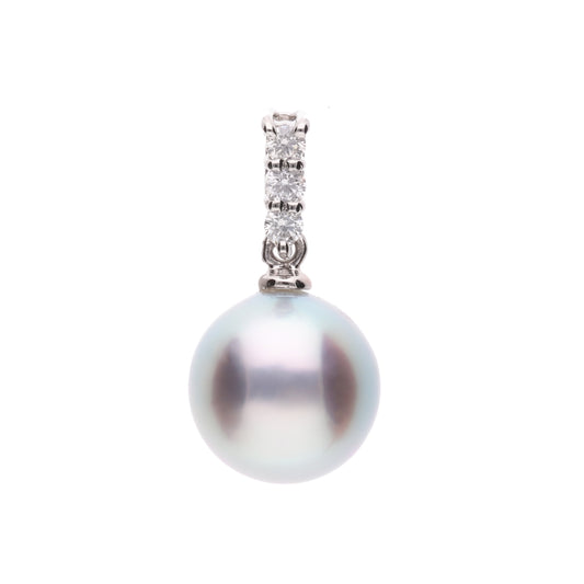 【星朧】ウルトラスカイブルー アコヤパール ダイヤモンド プラチナ ペンダントトップ|無調色 アコヤ真珠 8.0mm セミラウンド PT900