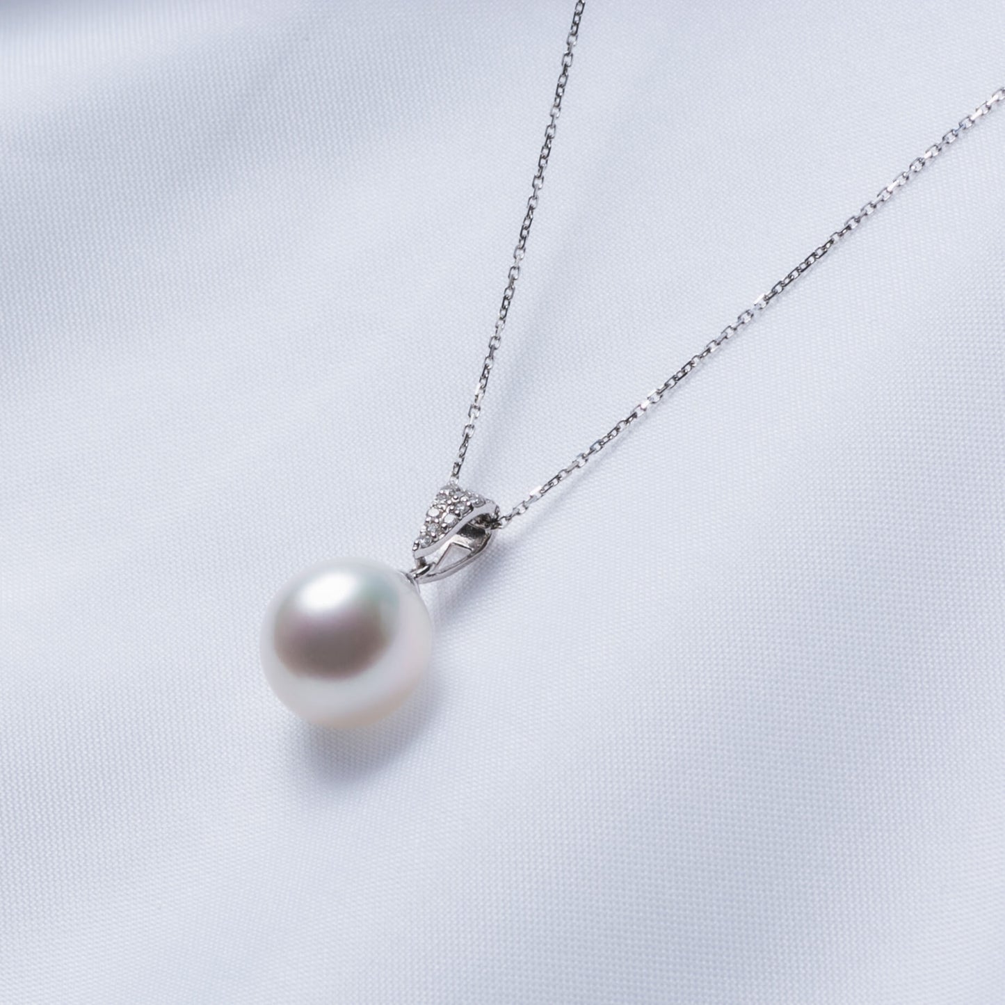 【星涼し】シロチョウパール ダイヤモンド プラチナ ペンダント|無調色 白蝶真珠 南洋真珠 10mm PT900