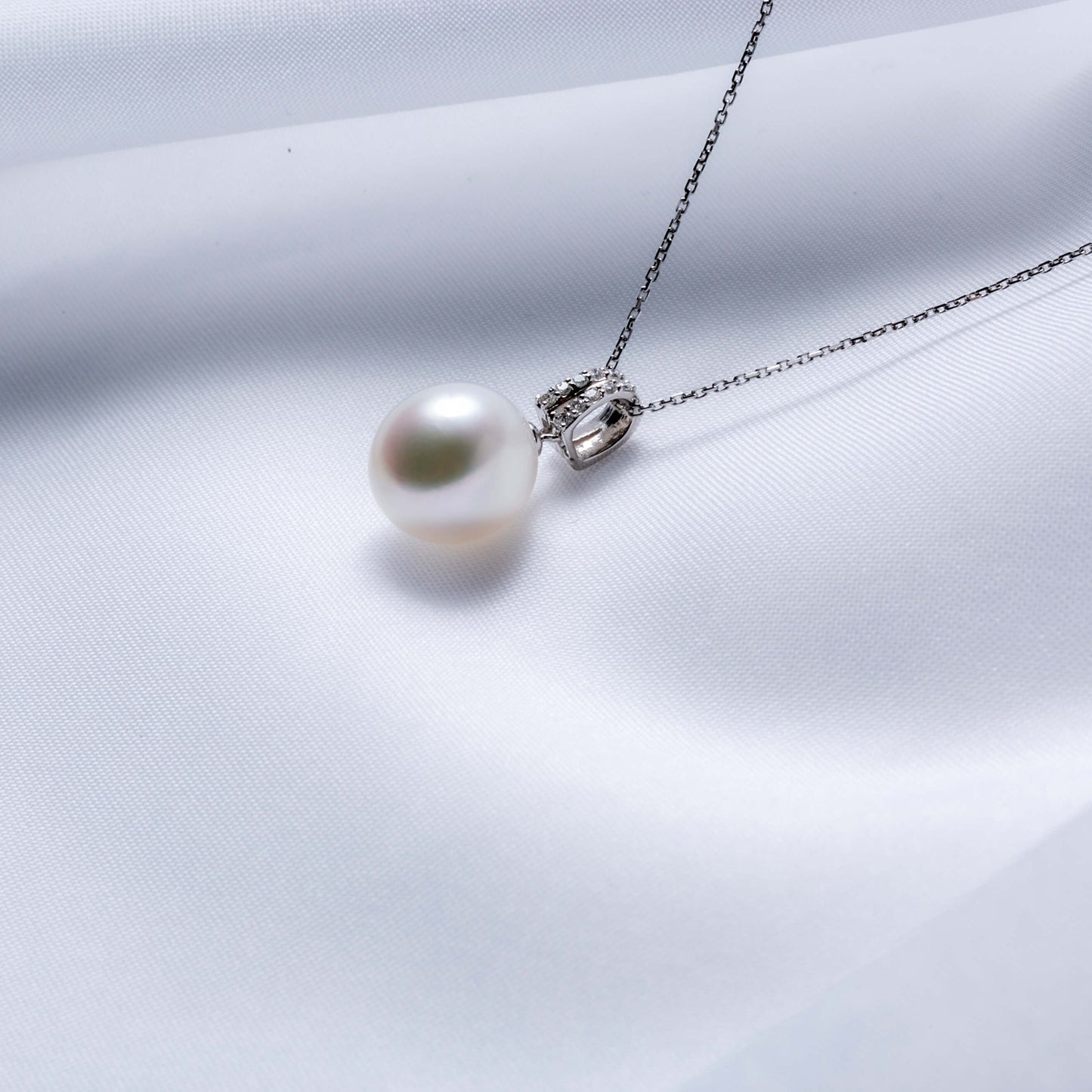 【星月夜】シロチョウパール ダイヤモンド プラチナ ペンダント|無調色 白蝶真珠 南洋真珠 10mm PT900