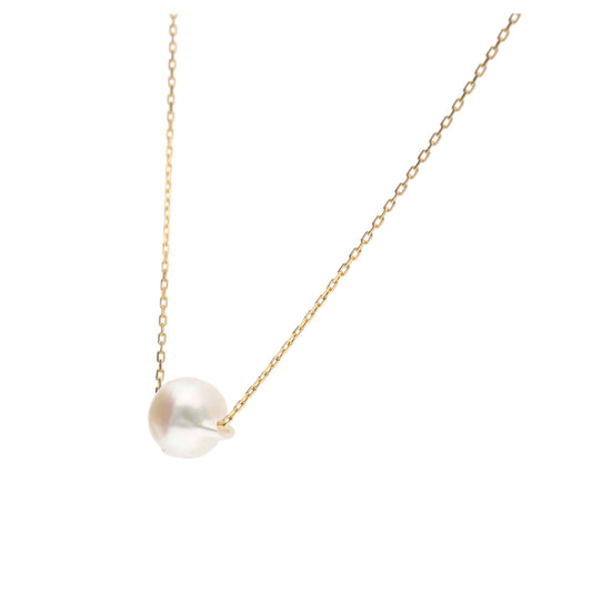 おさかな真珠・ふぐ(無調色アコヤ真珠 7.5-8.9mm A ホワイト系) スルーネックレス(SV925) 世界に一つ #3001