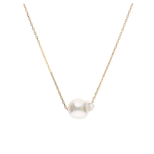 おさかな真珠・ふぐ(無調色アコヤ真珠 7.8-9.6mm A ホワイト系) スルーネックレス(SV925)世界にひとつ #3003