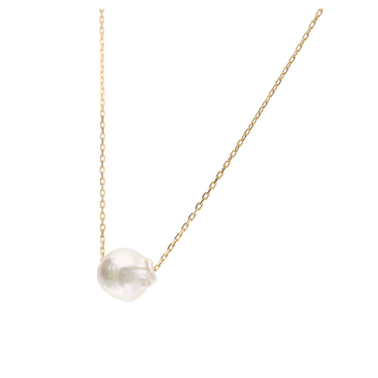 おさかな真珠・ふぐ(無調色アコヤ真珠 7.8-9.6mm A ホワイト系) スルーネックレス(SV925)世界にひとつ #3003