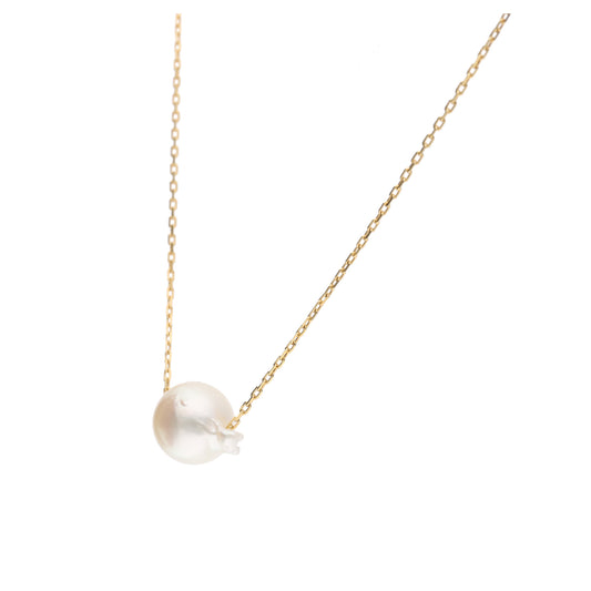 おさかな真珠・ふぐ(無調色アコヤ真珠 7.4-9.8mm A ホワイト系) スルーネックレス(SV925) 世界にひとつ #3005