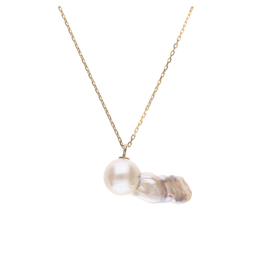 おさかな真珠・ベタ(無調色アコヤ真珠 7.8-20.0mm B ホワイト系) ペンダント シルバーチェーン付き(SV925) 世界にひとつ #3013