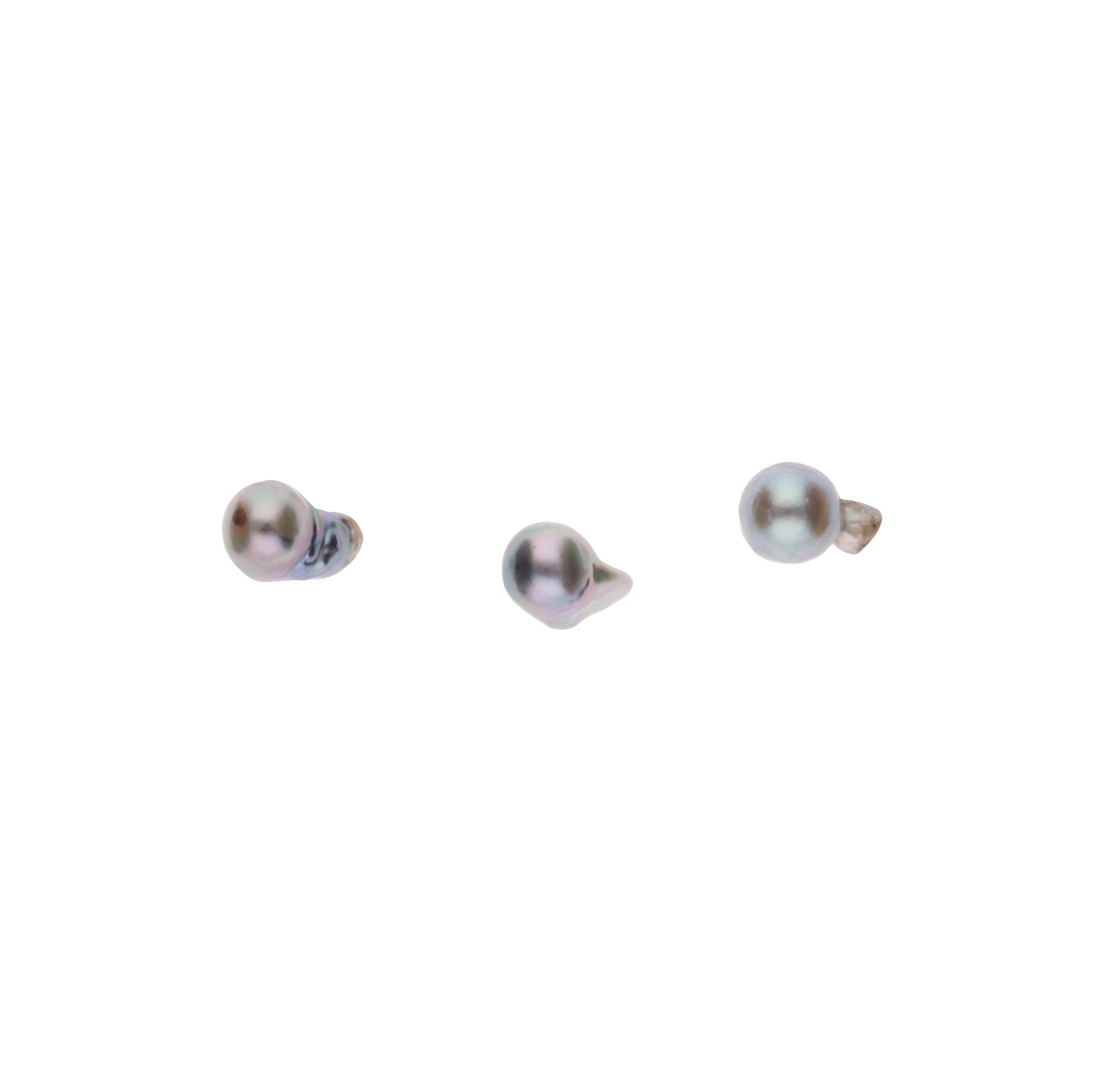 【おさかな真珠 3匹】無調色 ナチュラルグレー アコヤパール 無穴 ルース 約8.5-12.5mm バロックパール|送料・穴あけ無料
