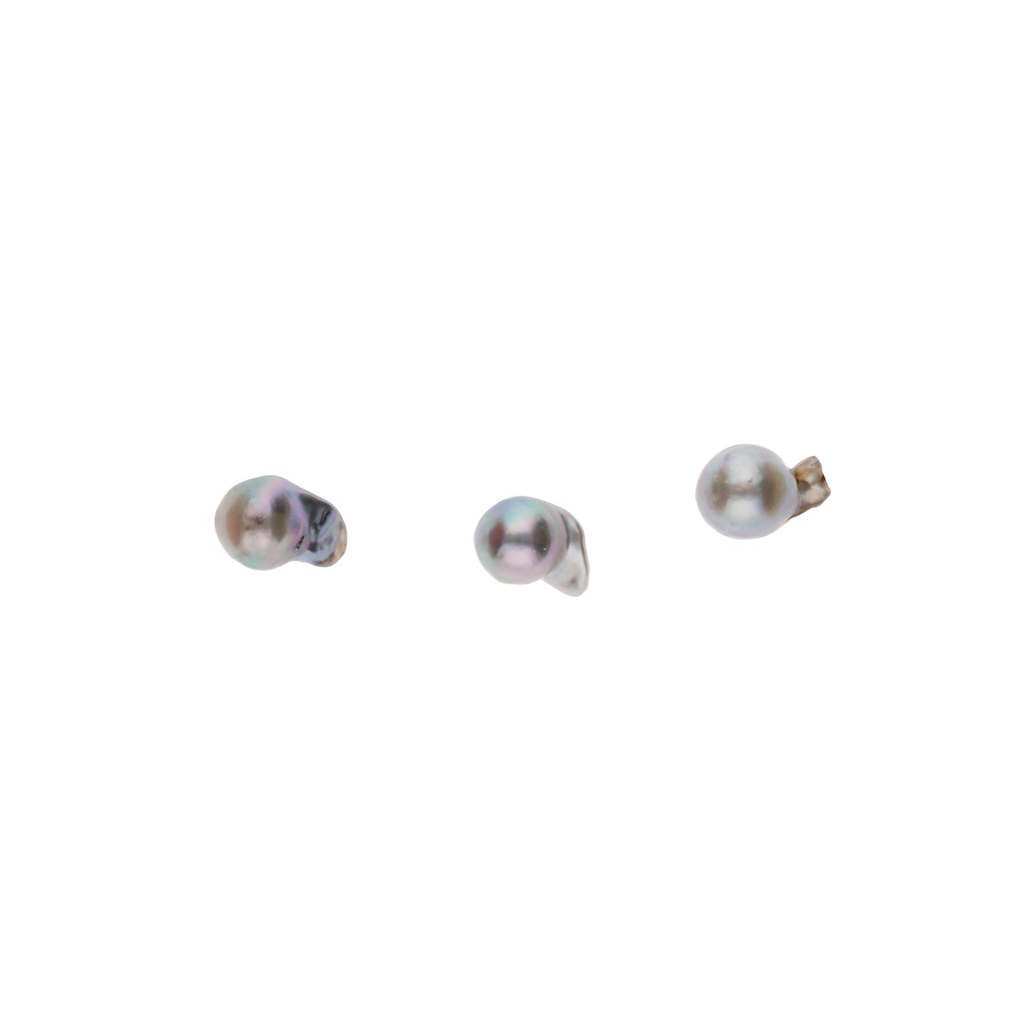 【おさかな真珠 3匹】無調色 ナチュラルグレー アコヤパール 無穴 ルース 約8.5-12.5mm バロックパール|送料・穴あけ無料