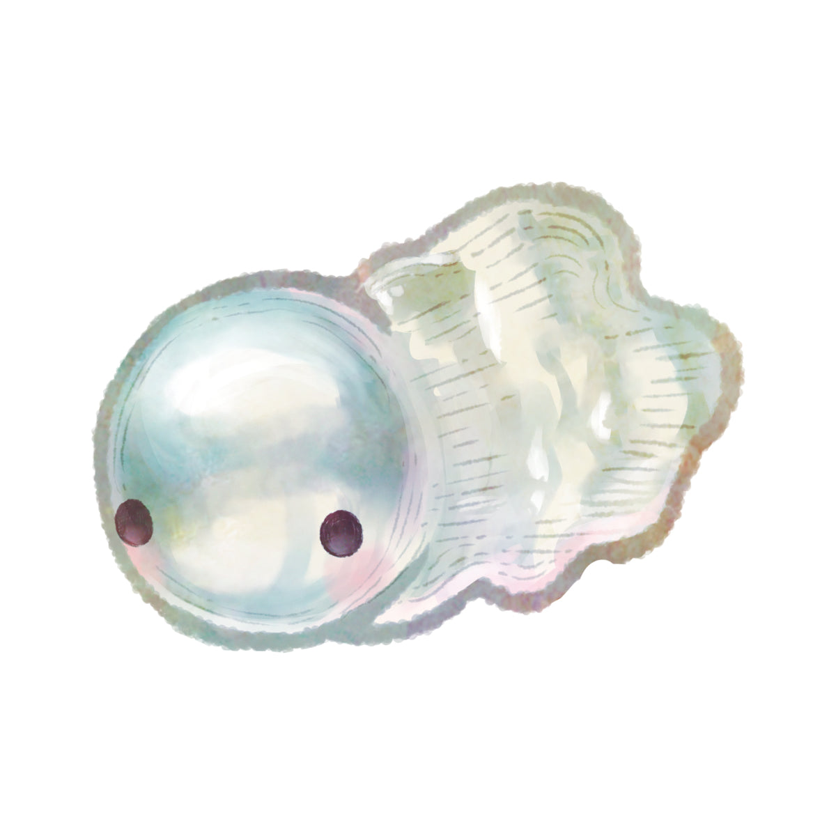 おさかな真珠・金魚(無調色アコヤ真珠 8.0-15.0mm Aブルー系) ペンダント シルバーチェーン付き (SV925) 世界にひとつ #3026