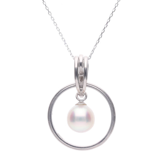 【リフォーム不要】プラチナ・ハートリンク 選べる無調色真珠 8mm Pt900 2way ペンダント Pt850 チェーン付