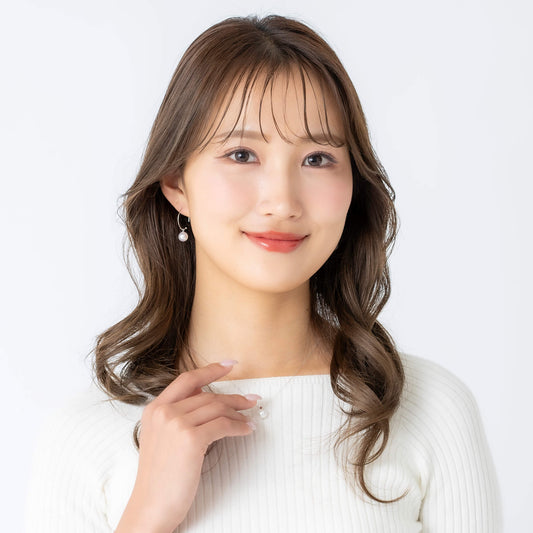 アコヤパール ホワイトゴールド フープピアス【S】 |無調色 アコヤ真珠 7.5mm K10WG 外径20mm