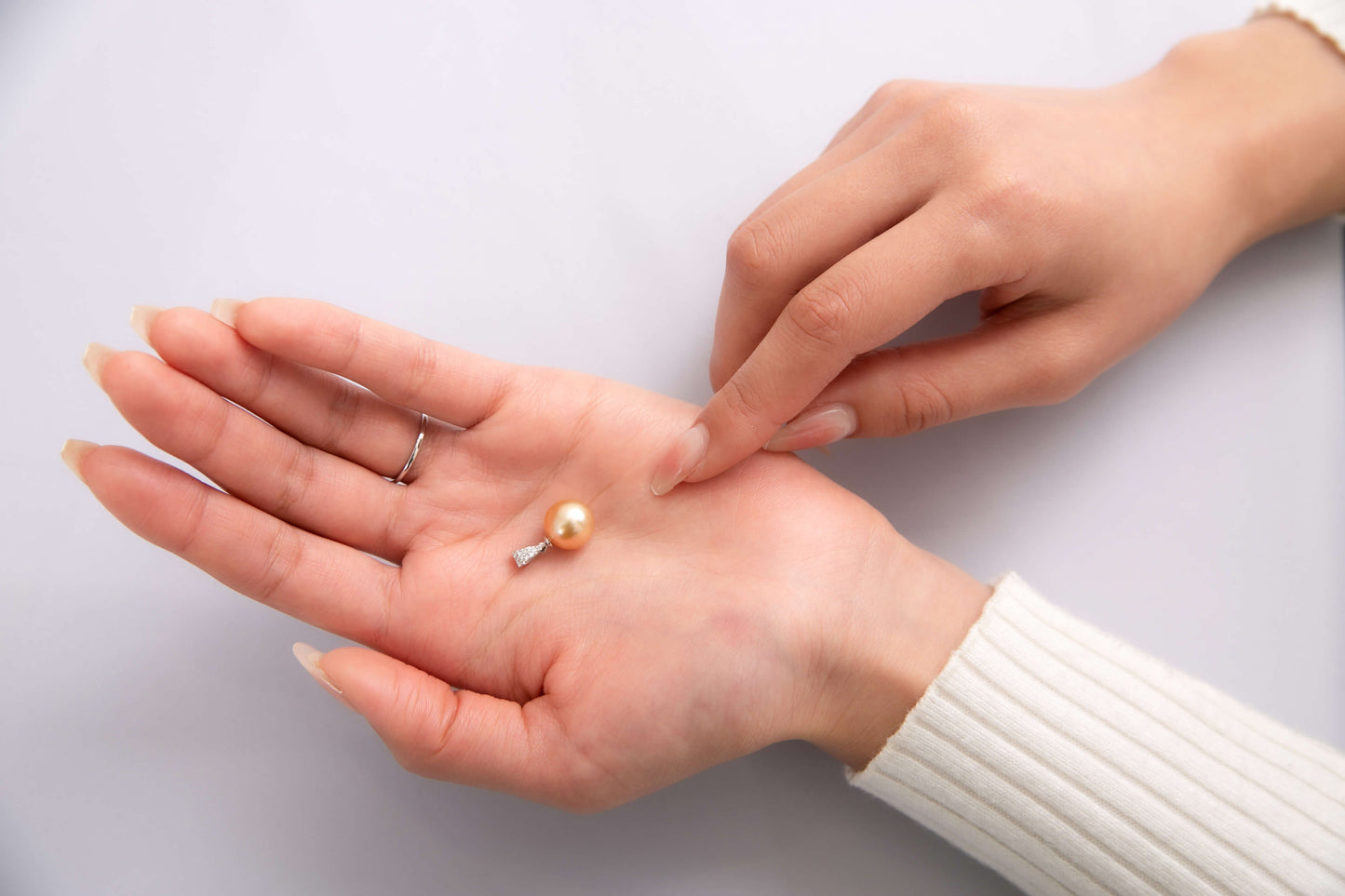 【星涼し】ゴールデンパール ダイヤモンド プラチナ ペンダント|無調色 白蝶真珠 南洋真珠 10mm PT900