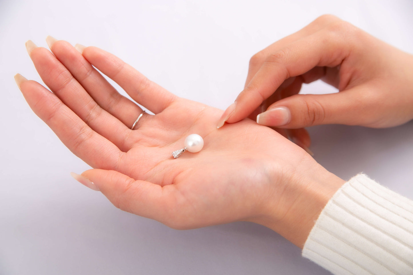 【星涼し】シロチョウパール ダイヤモンド プラチナ ペンダント|無調色 白蝶真珠 南洋真珠 10mm PT900
