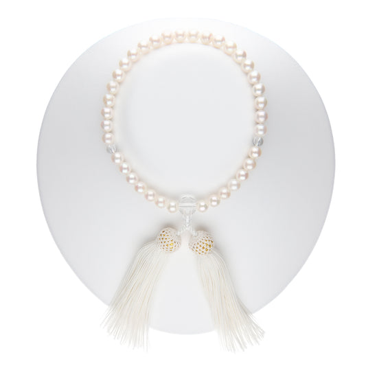 真珠数珠リフォーム|PS加工・本水晶・正絹房セット(略式念珠/男女兼用)