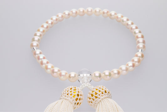 真珠数珠リフォーム|PS加工・本水晶・正絹房セット(略式念珠/男女兼用)