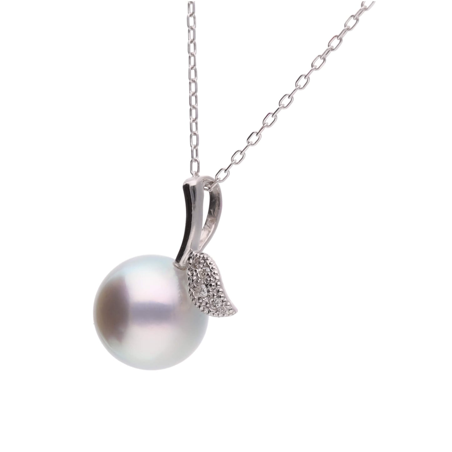 【姫果】ウルトラスカイブルー アコヤパール ダイヤモンド プラチナ ペンダントトップ|無調色 アコヤ真珠 8.0mm セミラウンド PT900