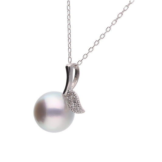 【姫果】ウルトラスカイブルー アコヤパール ダイヤモンド プラチナ ペンダントトップ|無調色 アコヤ真珠 8.0mm セミラウンド PT900