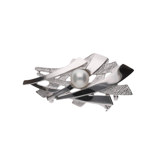 【静波】無調色 アコヤ真珠(8.0mm・ラウンド系)SV925 真珠の帯留 兼用 パールブローチ(2WAY)