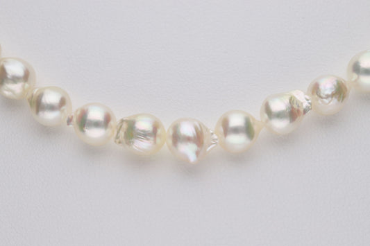 無調色 アコヤ真珠(日本)パールネックレス バロック 7.5-8.0mm 約80cm