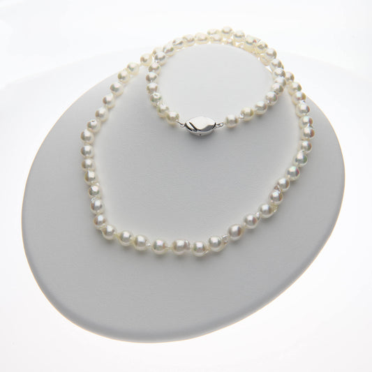 無調色 アコヤ真珠(日本)パールネックレス バロック 7.0-8.0mm 約60cm